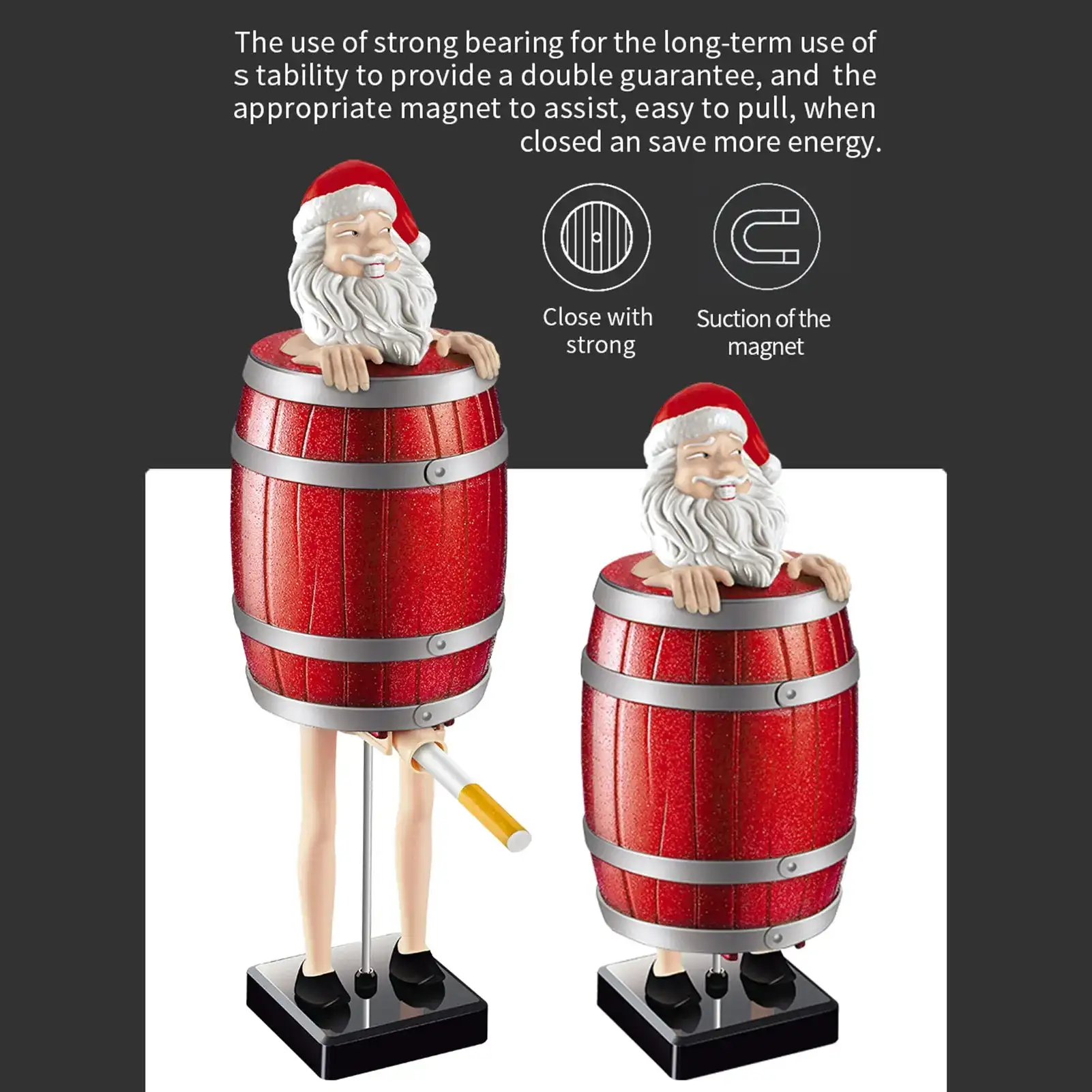 Cigarette Box Strange Uncle Santa Claus Wooden Barrel Cigarette Holder Spoof Box Figurines Statue Case Christmas Decoration