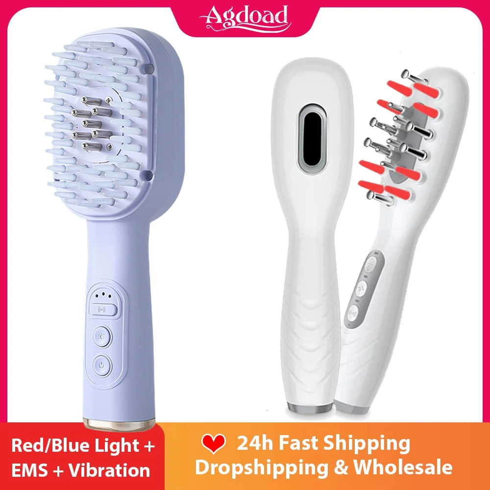 

Microcurrent Scalp Massage Comb Electric Blue Red Light Hair Massage Comb Medicine Applicator Hair Nourishing Dropshipping