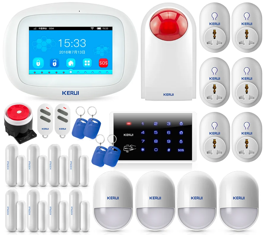 

4.3 Inch Touch Screen App Control Wireless GSM WIFI Home Security Alarm System Sensor Burglar Alarm Device For Door