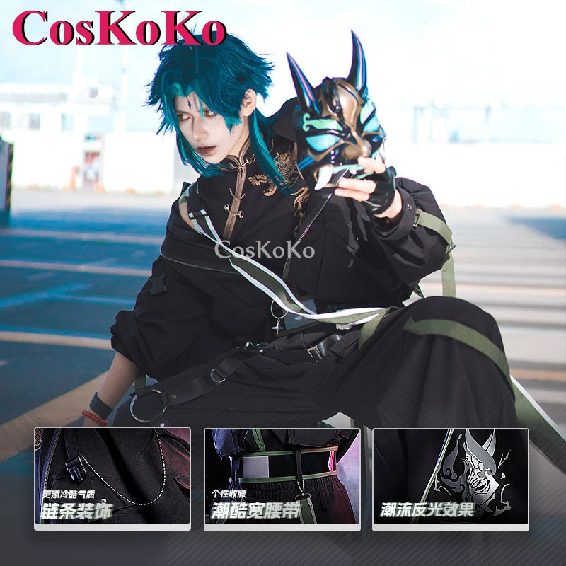 

CosKoKo Xiao Cosplay Anime Game Genshin Impact Costume Fashion Handsome Overalls Uniform Halloween Party Role Play Clothing S-XL