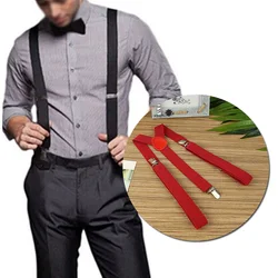 Adjustable Y Shape Suspenders For Men Solid Trouser Belt Elastic Adjustable Braces Wide Strap Male Suspender