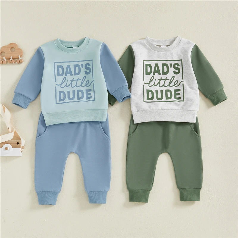 Autumn Fashion Toddler Infant Baby Boys Clothes Sets Long Sleeve O Neck Letter Print Sweatshirt Tops Drawstring Pants 2pcs