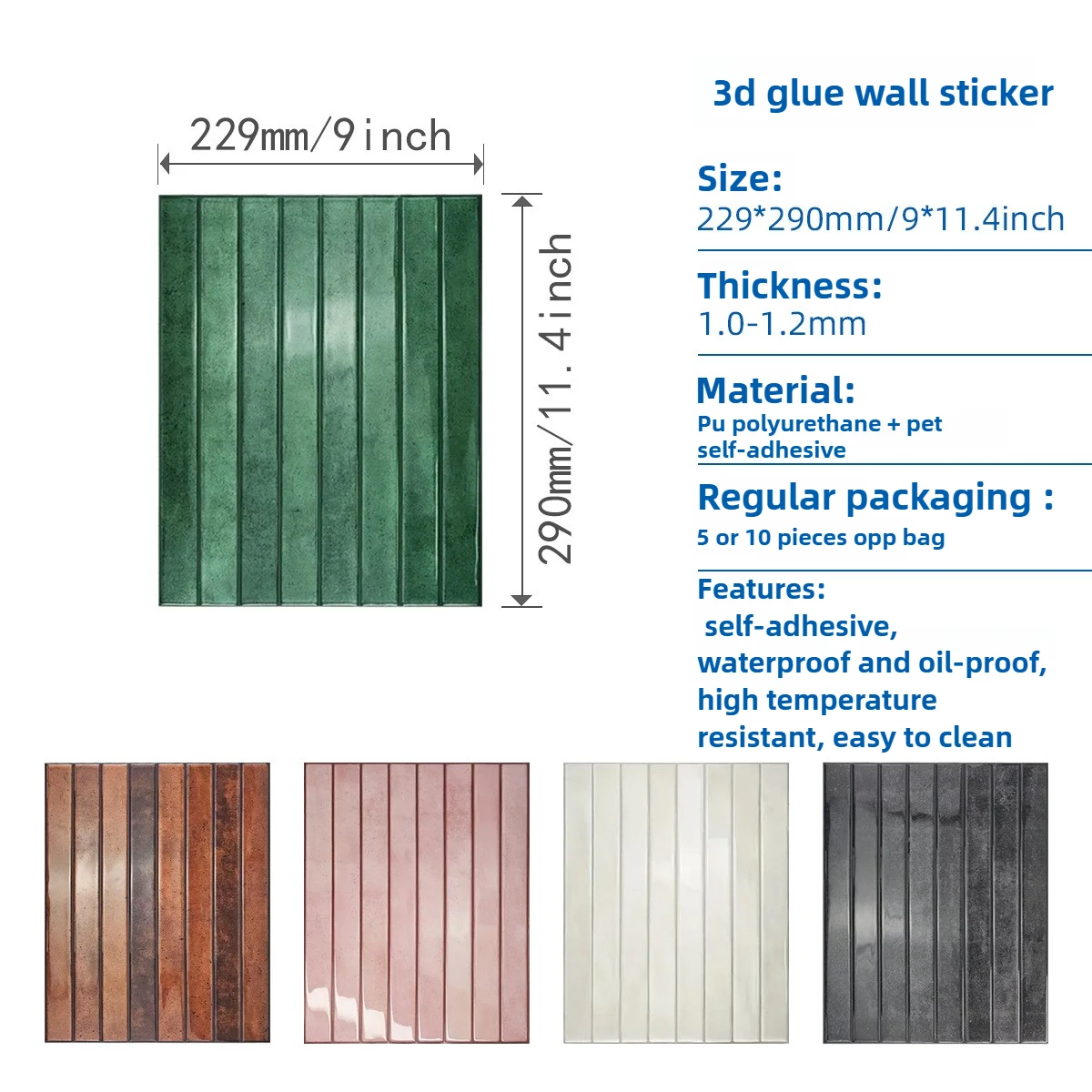 DIY Peel & Stick Tile Wallpaper 22.9x29cm 10 Sheets - Waterproof Kitchen Bathroom Backsplash, Quick Renovation Cost-Effective