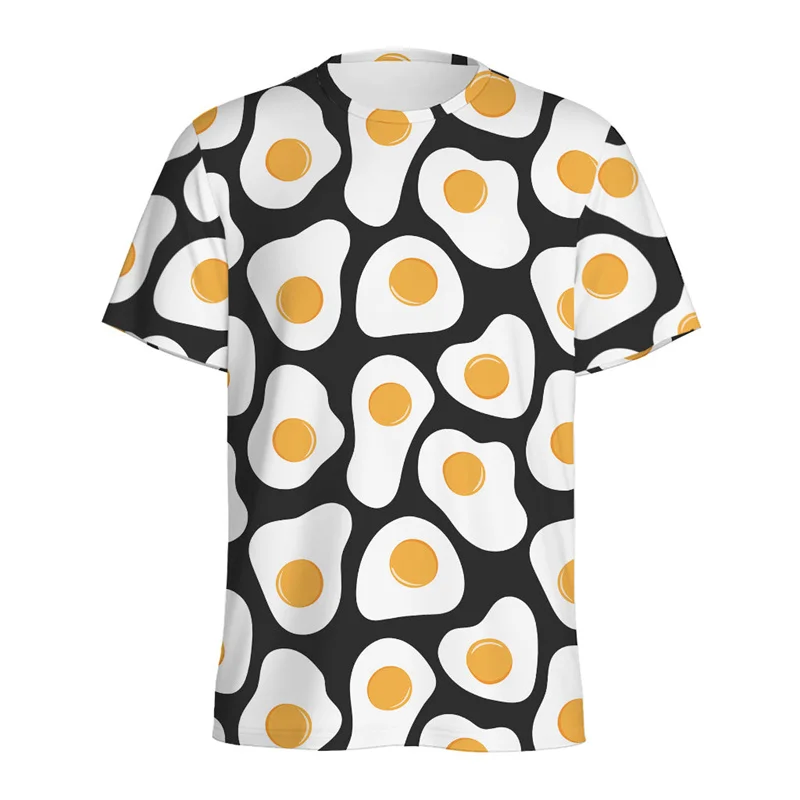 Multi Color Eggs 3D Printed T Shirt For Men Kids Cartoon Fried Egg Graphic Tees Tops Short Sleeves Summer Round Neck T-shirt