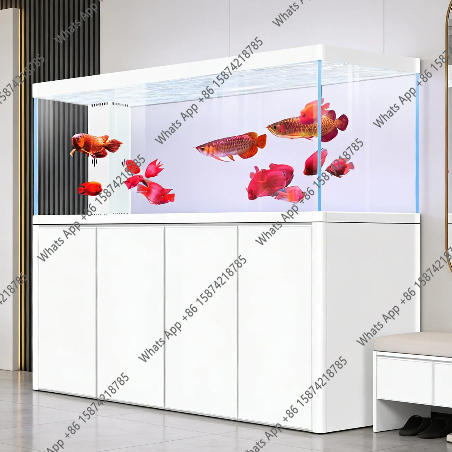 

New ultra-white fish tank bottom filter living room household large aquarium glass free of water change