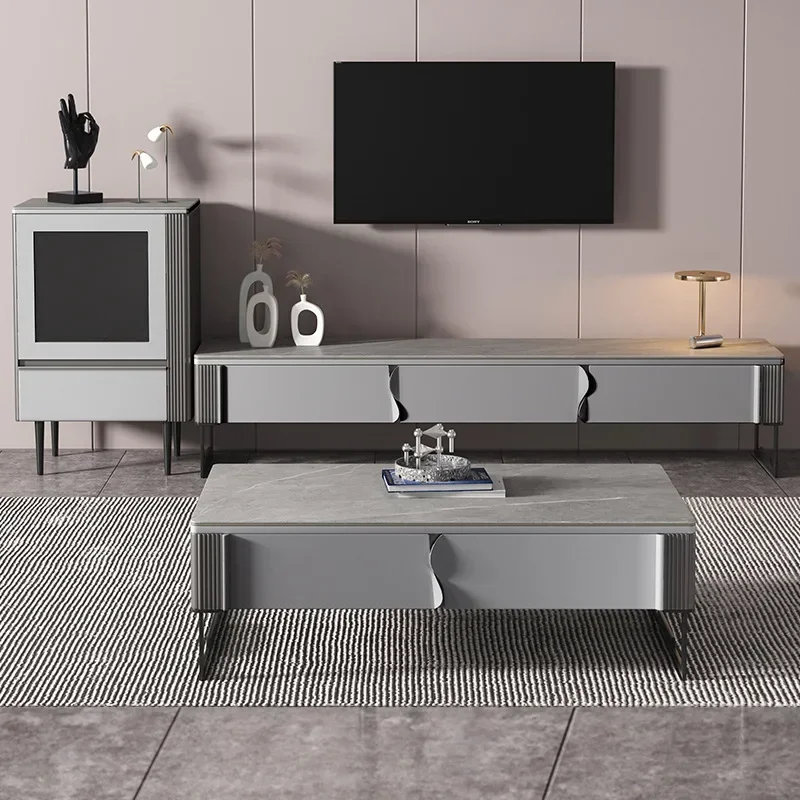 

Rock-plate coffee table TV cabinet combination light luxury modern simple living room size apartment storage rock-plate coffee t