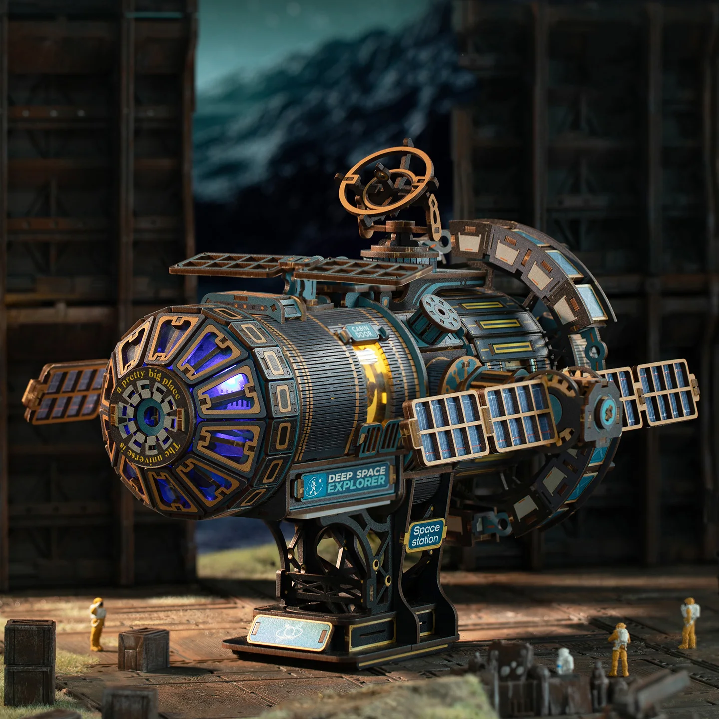 DIY خشبية مصغرة أطقم منمذجة الفضاء موضوع سلسلة المركبة الفضائية نموذج 3D لغز مع ضوء الموسيقى لهدايا عيد ميلاد الأصدقاء #3