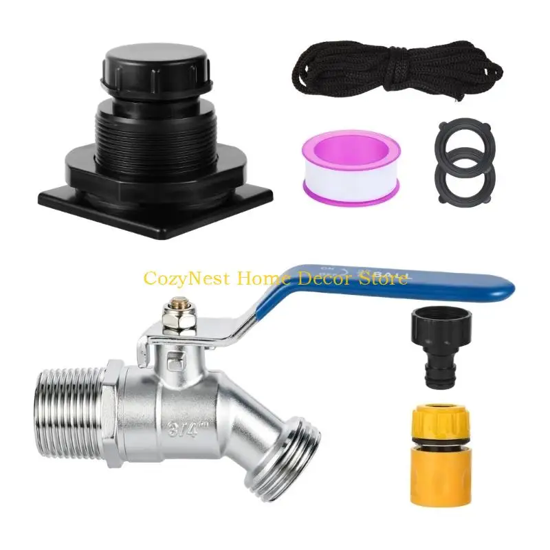 92MF Tank Outlet Replacement Fitting Kit with Ball Shutoff, Bulkhead Drain Adapter, Sealing Support Parts and Garden Hose Outlet