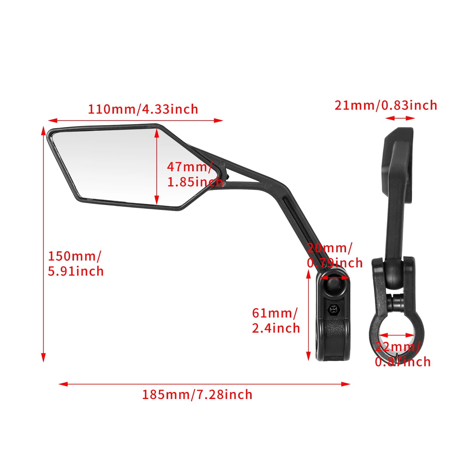 Motocross Rearview Mirror 22mm Pair Enduro Adjustable Mirrors Clamp On Fits Dual Sport Motorcycle ATV Dirt Bike