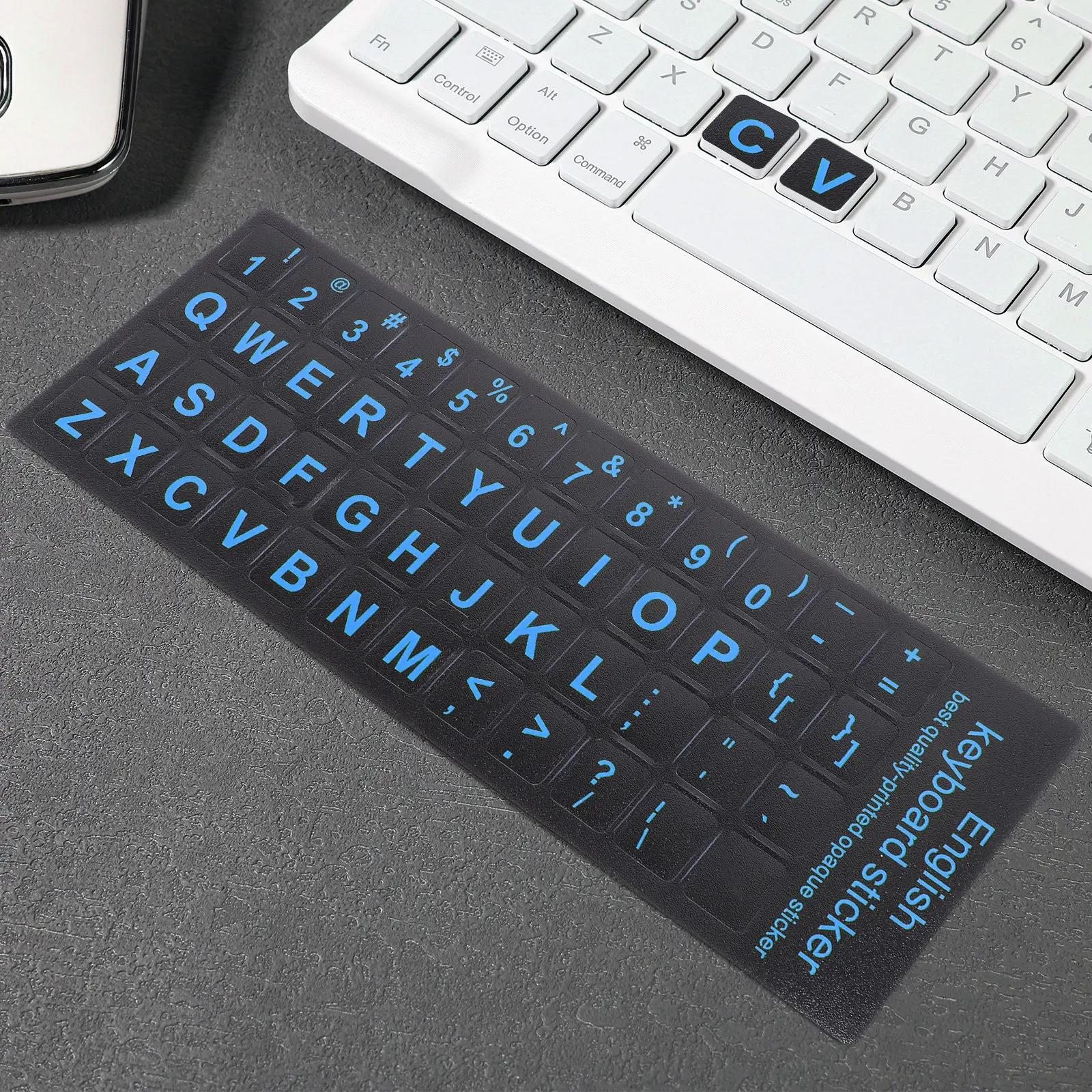 6Pcs Universal English Keyboard Stickers Blue Letter Replacement for Laptop Notebook Computer Keyboard Accessories