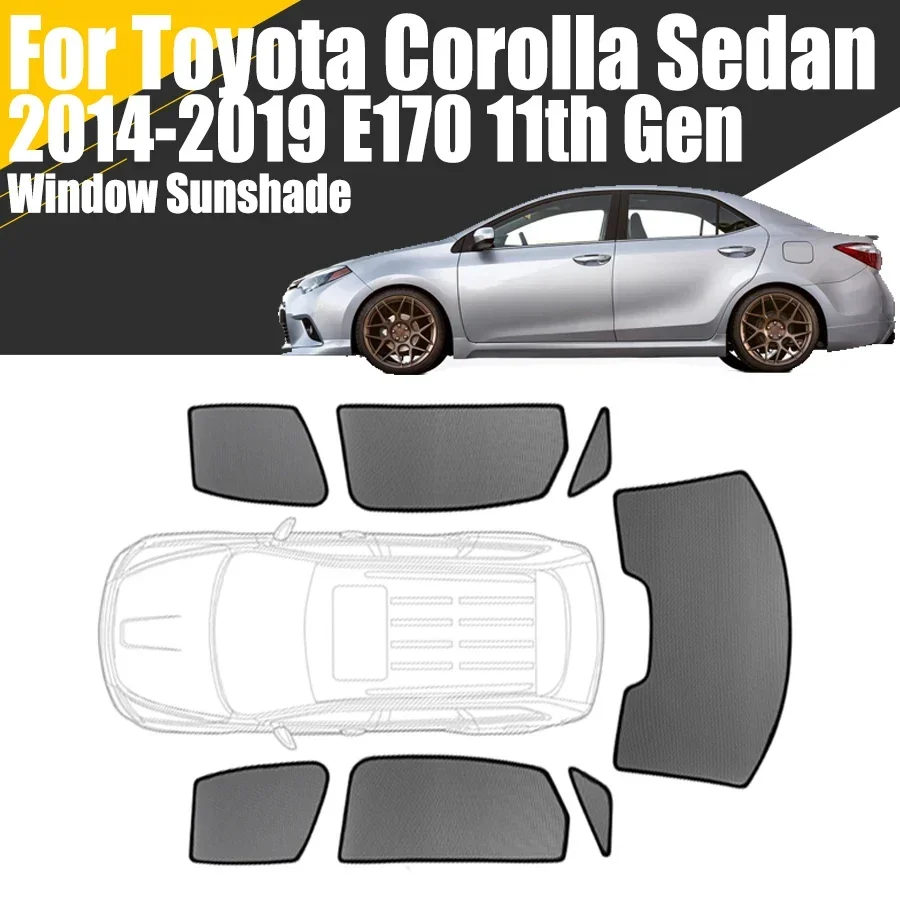 Custom Magnetic Car Window Sunshade For Toyota Corolla Sedan E170 2014-2019 11th Gen Curtain Mesh Front Windshield Frame Curtain