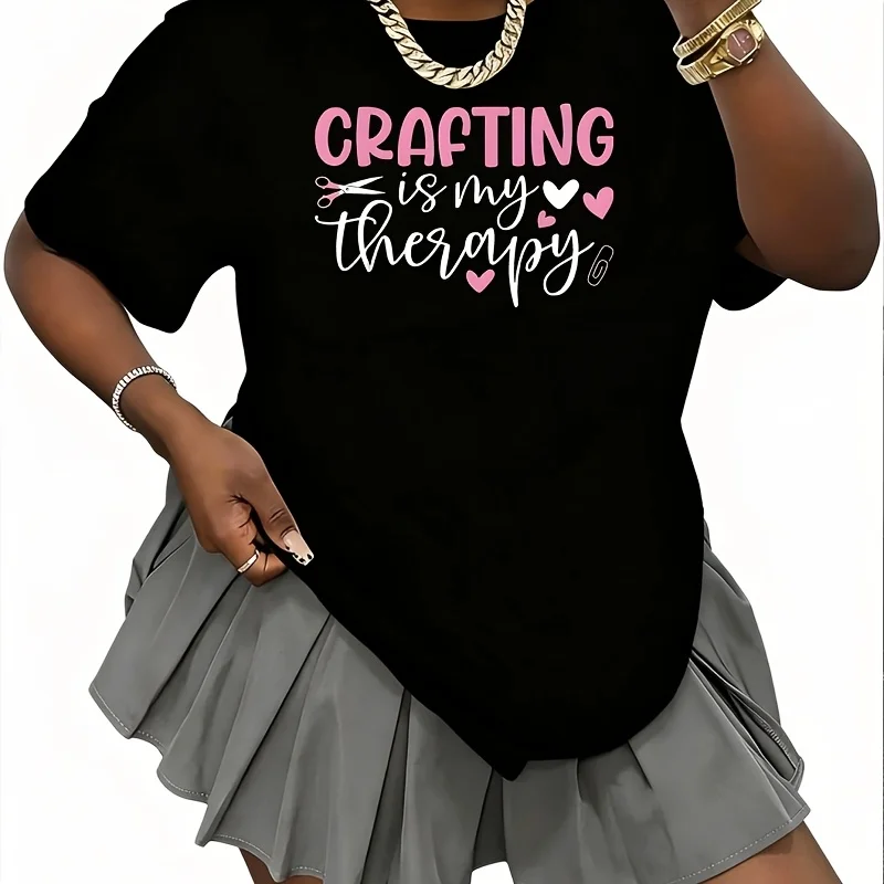 Creating Is My Form of Therapy Women's T-Shirt 100% Cotton Fun Print Short Sleeve Top Casual Round Neck Tee S-5Xl