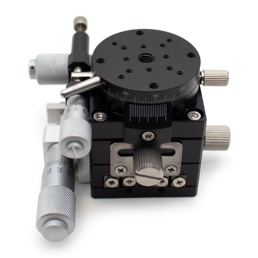 XYR Axis 3‑Axis Manual Precision Displacement & Rotary Positioning Stage, 40×40 mm Table, Model LSP40‑LM