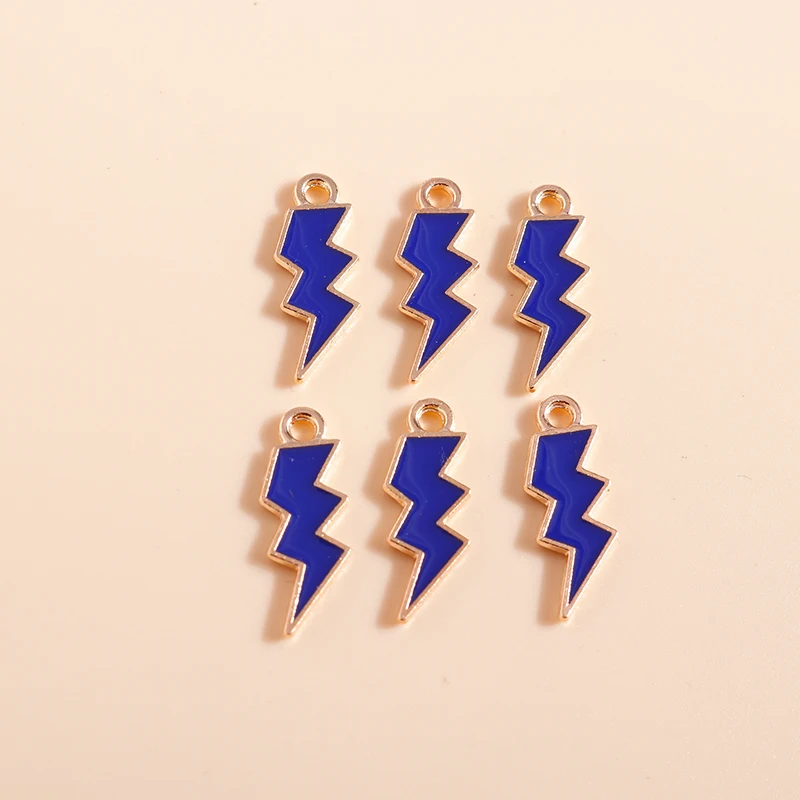 Image 3: Leslie 10 pièces émail coloré Mini Flash foudre breloques pendentifs pour colliers Bracelets bricolage fabrication de bijoux accessoires