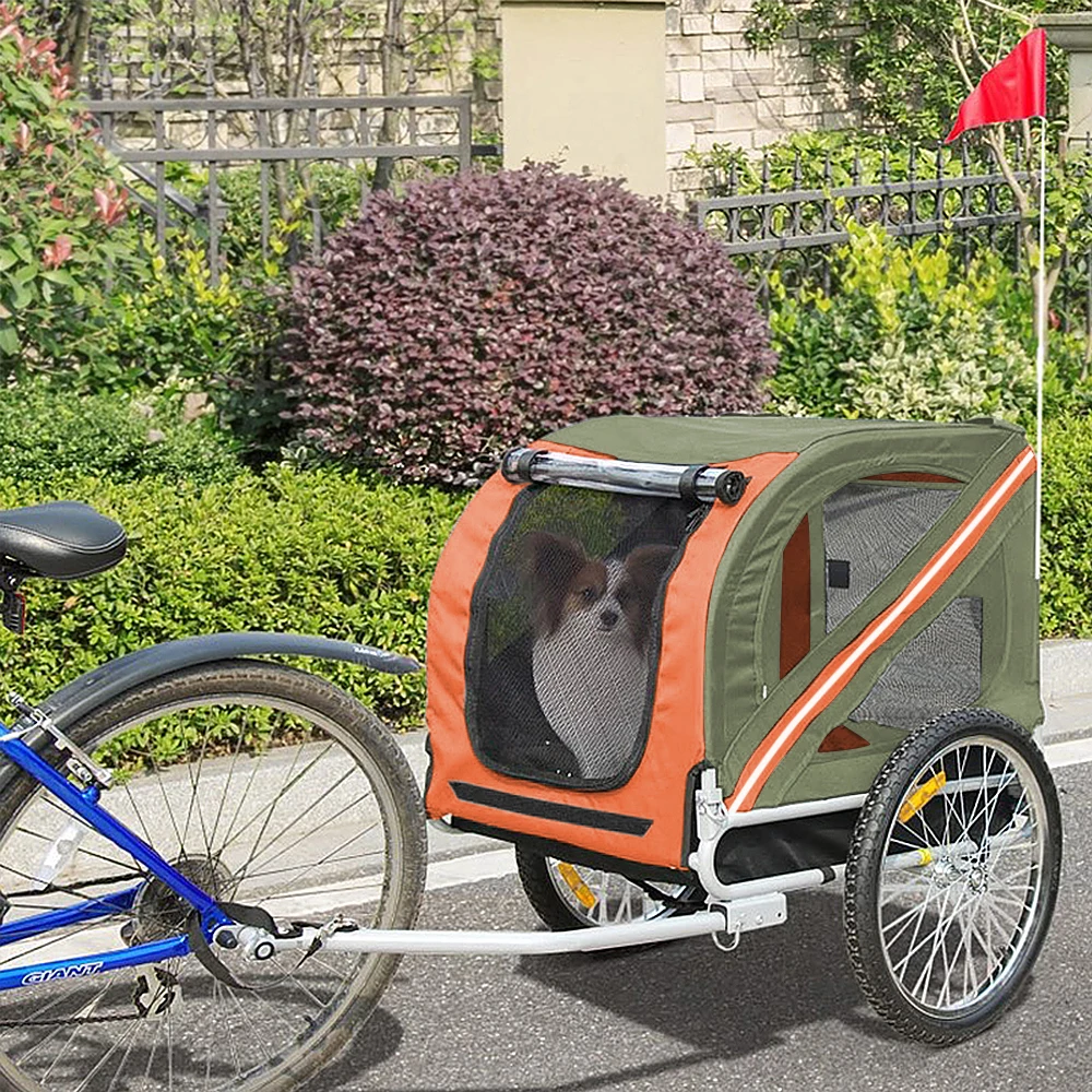 Fietskar voor honden, katten - rood/oranje/blauw/geel