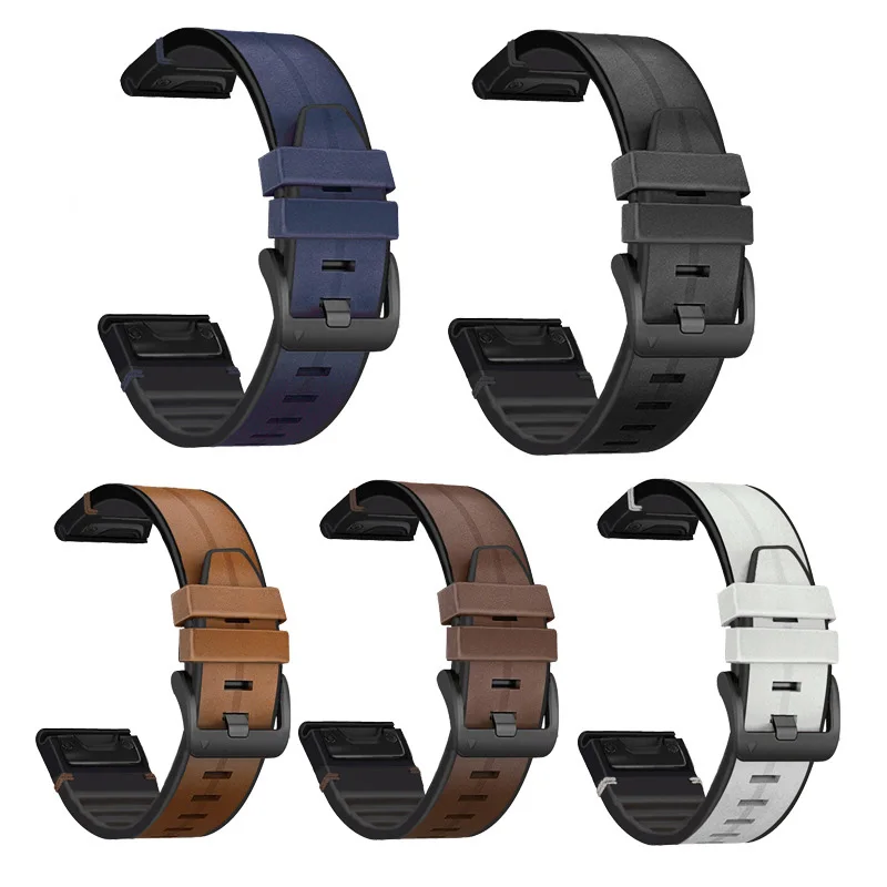 22mm Silicone Leather High Quality Wrist Strap For Garmin Epix 2/ Instinct 2 Bracelet For Coros Vertix Smart Watch Band Bracelet