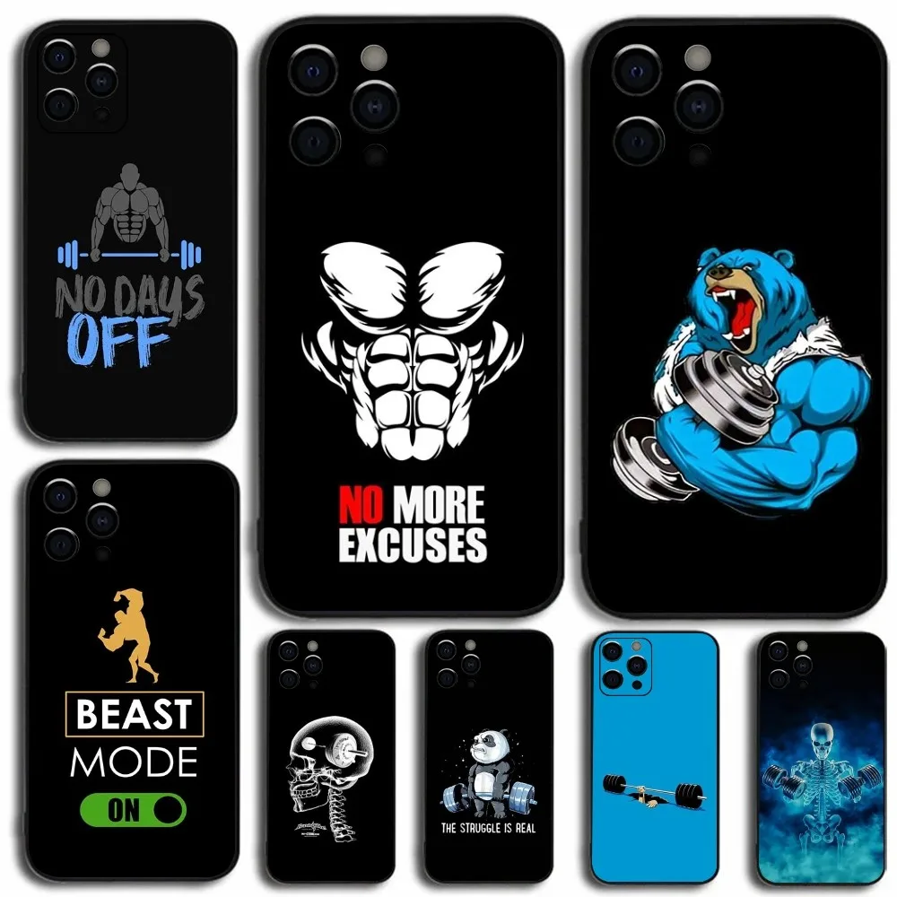 

Workout Motivation fitness Gym Phone Case For Apple iPhone 15,14,13,12,11,Pro,X,XS,Max,XR,Plus,Mini Soft Black Cover