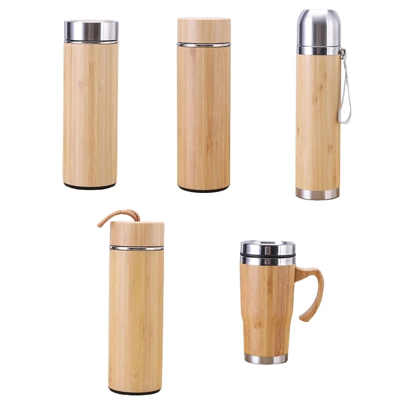 

Bamboo Thermos Cup Double Layer Inner Stainless Steel Insulated Bottle for Outdoor Traveling Travel Drink Water Drop Shipping