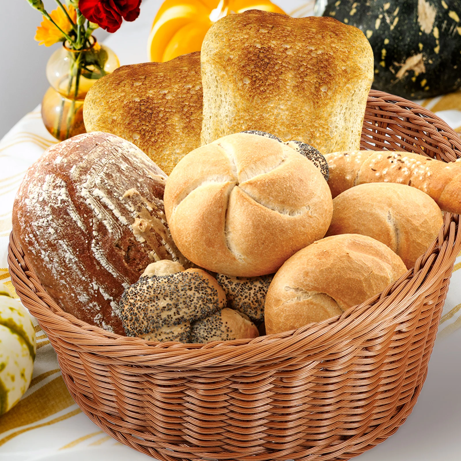 

Imitation Rattan Slanted Bread Basket Household Fruit Container Creative Fruits Warming Pp Home Food