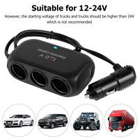 3 Socket Car Cigarette Lighter Splitter Dual USB LED Car Fast Charger 120W 12V 24V Car Charger Adapter for iPhone GPS Dashcam