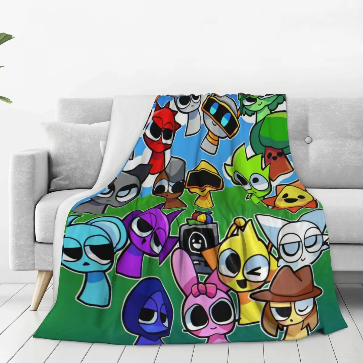 Cartoon Sprunki Incredibox Blanket Soft And Skin-Friendly Flannel Blanket Birthday Gift For Friends Boys Girls Queen King Size