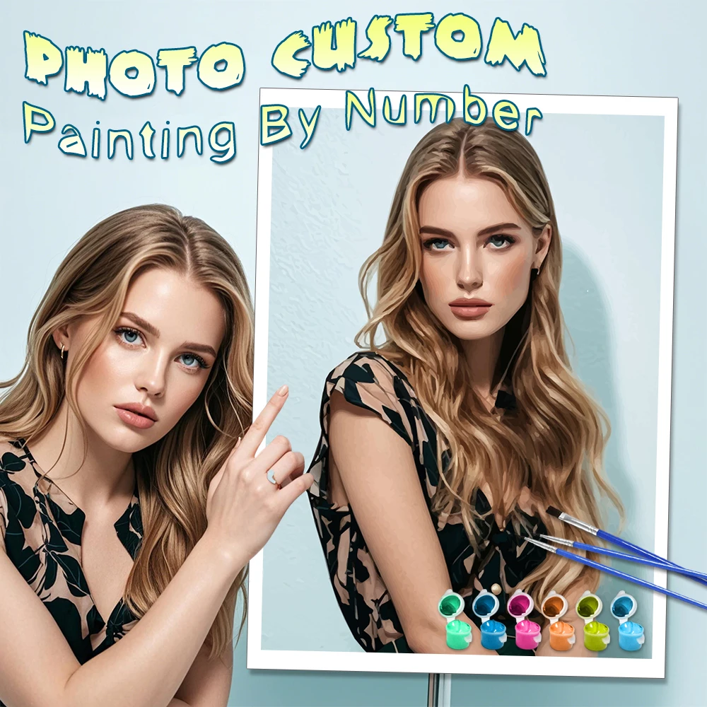 Foto, individuelles digitales Ölgemälde, DIY, personalisiertes Bild, 24 Farben, Acrylfarbe nach Zahlen, Porträt, Leinwand, handgemaltes Geschenk