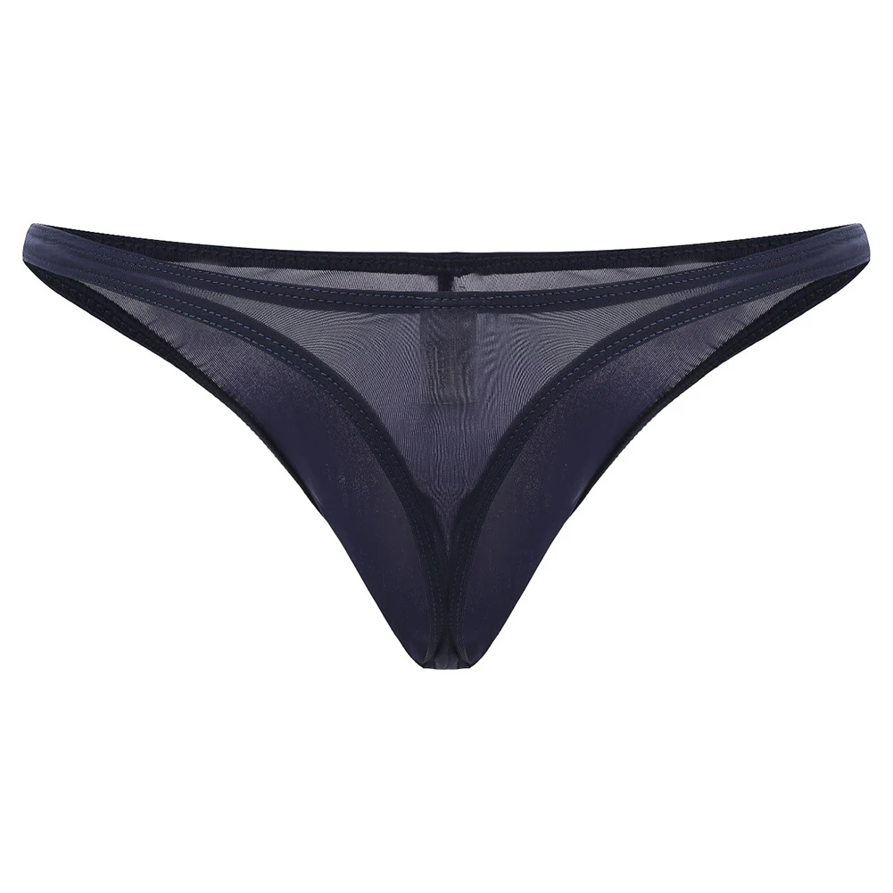 

Low Rise Elastic Men Underwear Ice Silk Seamless G-String Solid Color T-back U Convex Pouch Thong Man Briefs