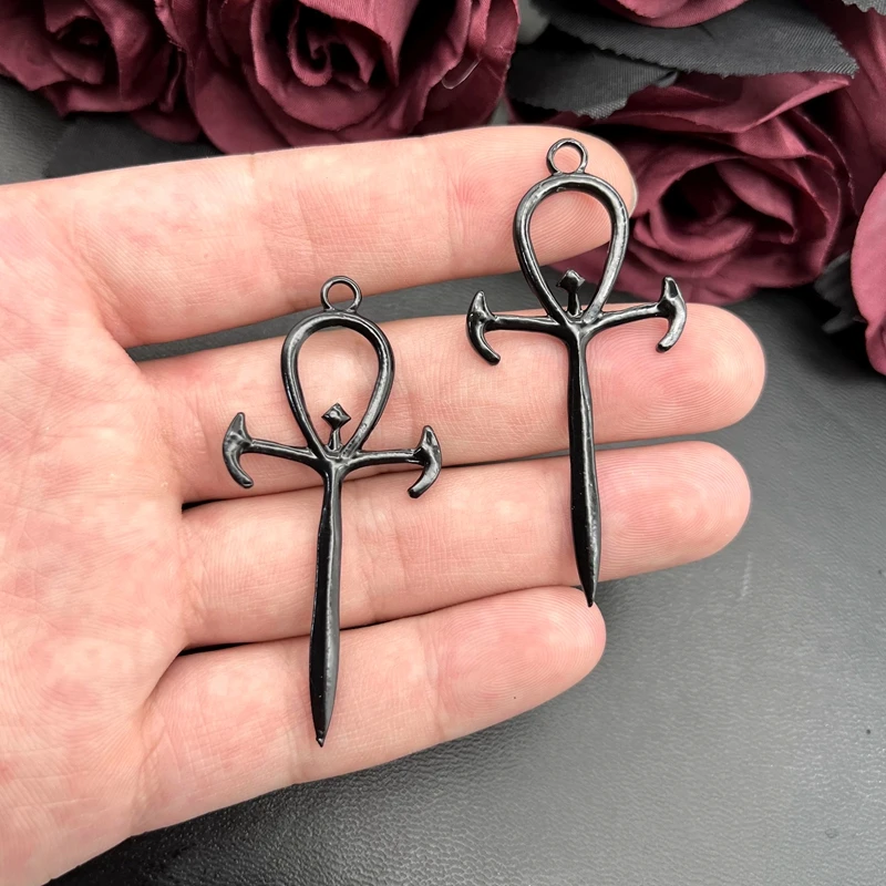 5pcs Charms Cross Forked 63x29mm Antique Silver Color Plated Pendants Making DIY Handmade Tibetan Silver Color Jewelry