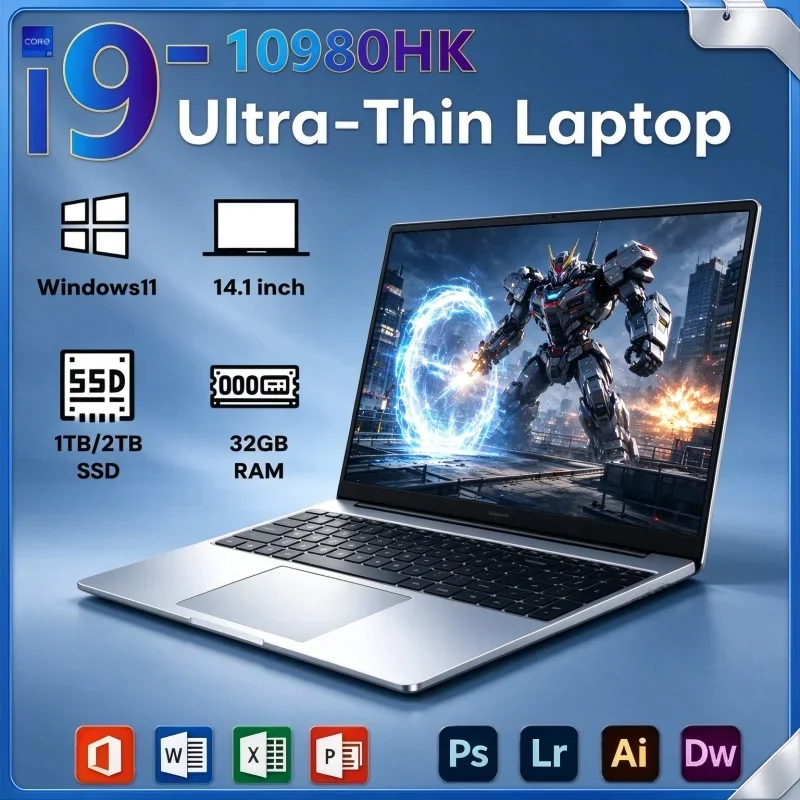 14.1 Inch Powerful Notebook Intel I9-10980HK Windows11 32GB RAM 2TB SSD Portable Laptop For Daily Entertainment Office Study