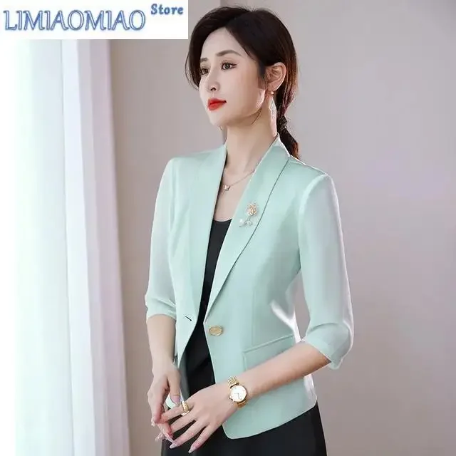 Women Suit Coat Spring Autumn Short Korean Version Chiffon Ladies Outerwear Temperament Elegant Fashion Lady Blazer Jacket