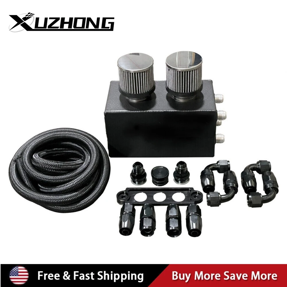Pro Series Oil Catch Can for Honda Civic Acura Integra 4 Port -10AN With Hoses