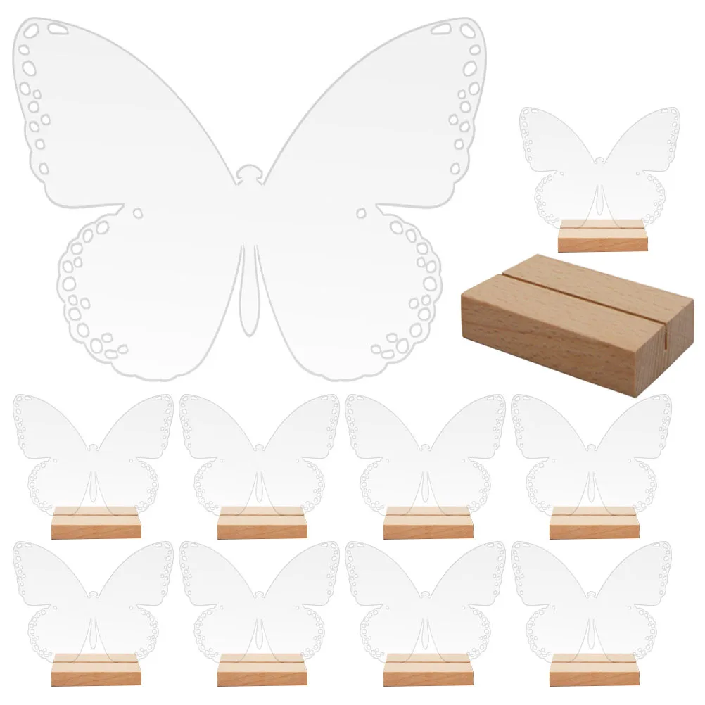 

10 Sets Table Signs Acrylic Butterfly Place Cards Holder Transparent Decorative Reserved Seating Signs for Weddings Banquets