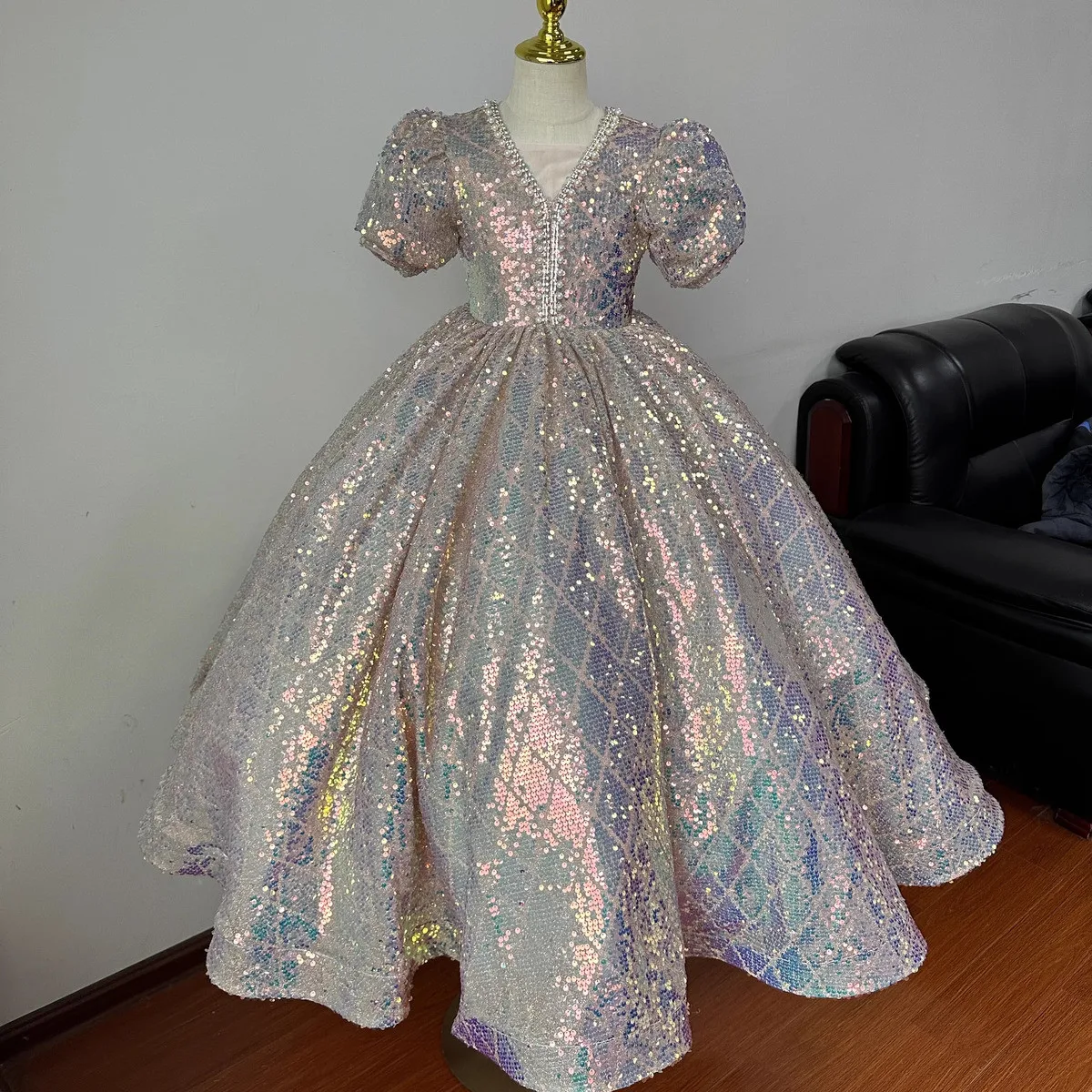 Girls' High end Birthday Dress Fashion New Children's Princess Fashion Show Dress Princess Style Dress 110-160cm