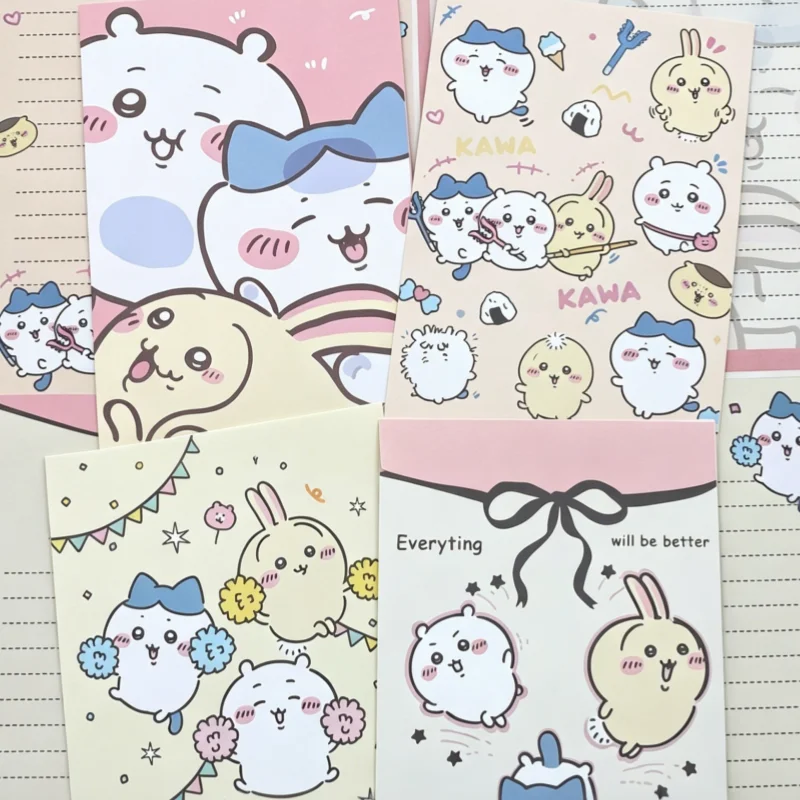 Chiikawa Writing Paper & Envelope Stationery Set 4Pcs Cute Kawaii Anime for DIY Crafts Pen Pal Writing Kids Birthday School Gift