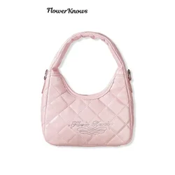 Flower Knows Cosmetic Bag 7th Anniversary Pink Handbag PU Summer Limited Leather Bag Solid Color Small Tote Bag