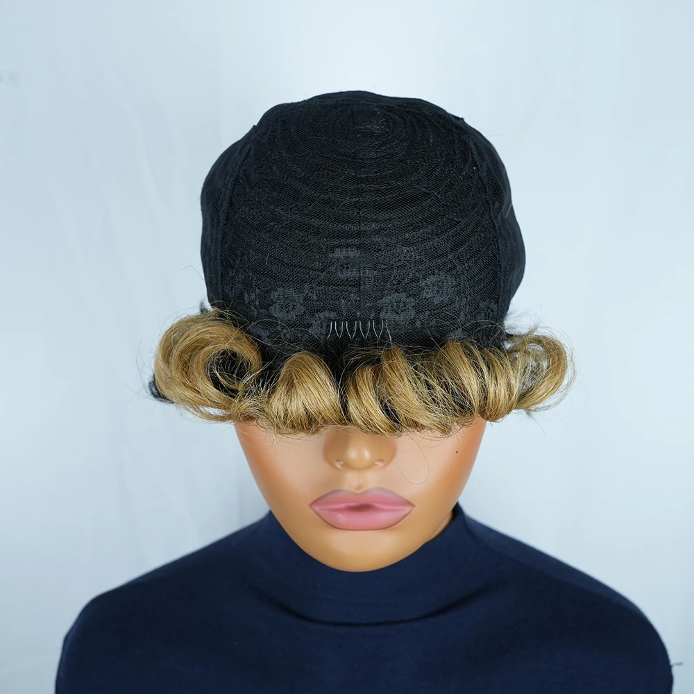 قصيرة عابث قطع شعر مستعار 180% الكثافة البرازيلي ريمي الشعر البشري مجعد موجة قبل قطعها الباروكات للنساء 1B/30 لون كامل آلة صنع