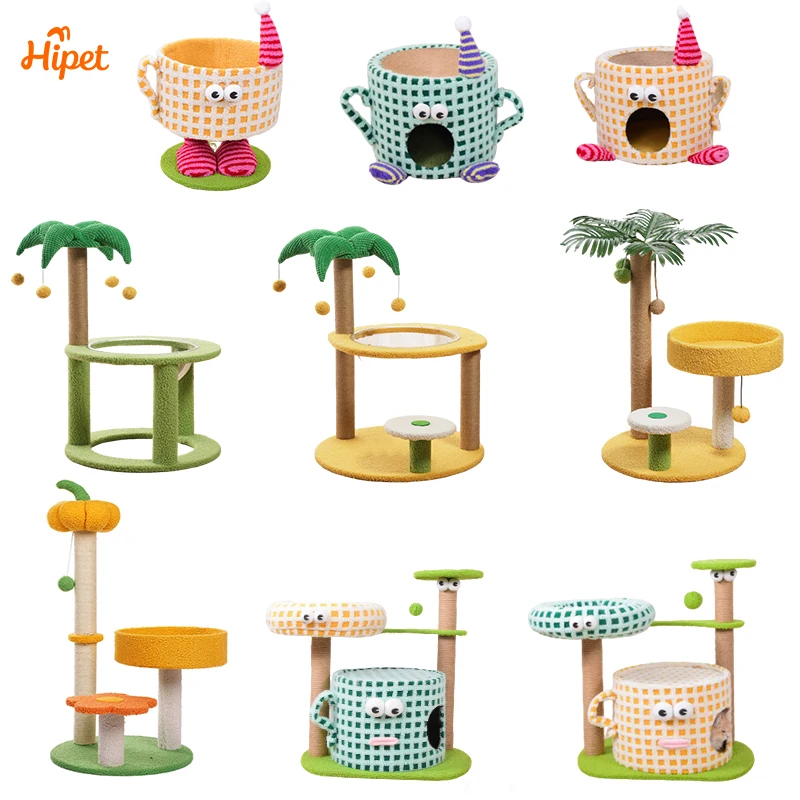 

Manufacturer Wholesale Stable Small Size Sisal Short Plush Cat Scratcher Tree Climbing Frame for Kitten Indoor Play