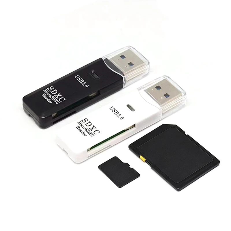 2-in-1 USB 2.0 / 3.0 Card Reader, SD TF Micro SD High Speed Memory Card Reader for Laptop Camera