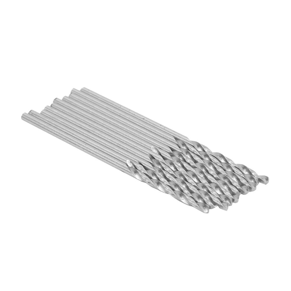 10pcs High-Speed Steel Twist Drill Bits Uncoated Bright Finish 118° Point Angle Straight Shank Drill Bits 1.3mm Diameter