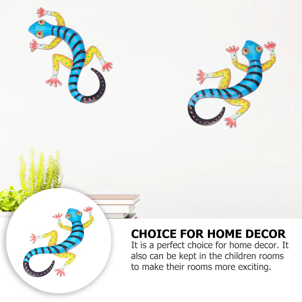 Eisen Wandbehang Gecko Skulptur 3D Metall Dekor Schmiedeeisen Eidechse Ornament Hausgarten Veranda Tür Fenster Leicht Bunt