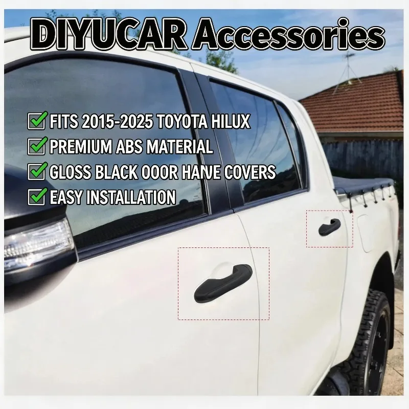 For Toyota Hilux Revo Rocco 2015-2025 ABS Carbon Fiber Door  Handle Cover Trim Protector Sticker Car Exterior Accessories