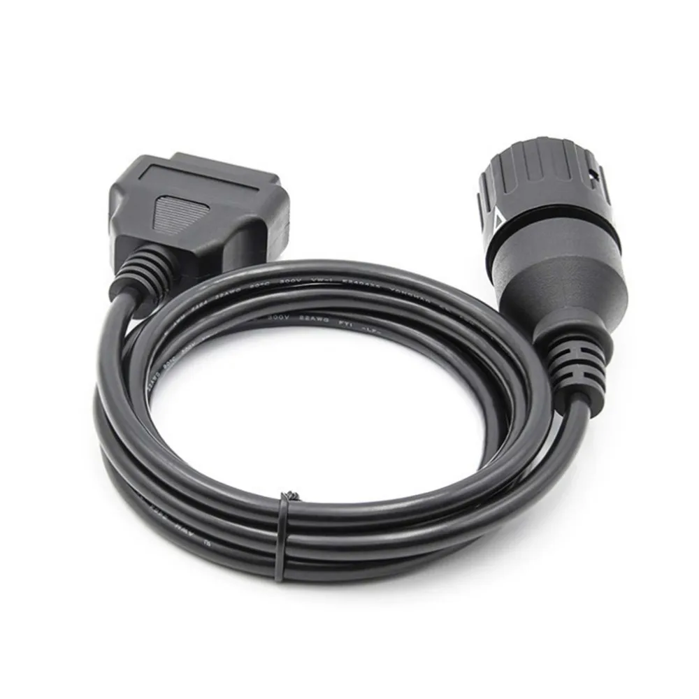 Durable Black Motorcycle OBD Cable ABS & Metal 1.5 M 10 Pin to 16 Pin Cable Motorcycle Diagnostic Adapter Motorcycle Repair