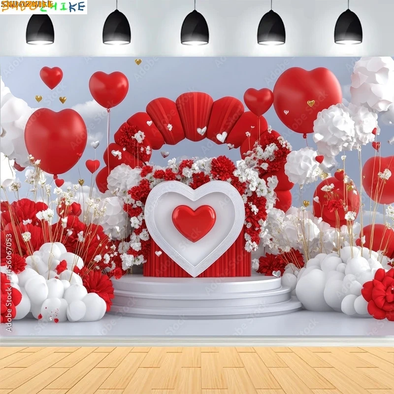 

Valentine's Day Photogrpahy Background Elegant Wedding Backdrop Dreamy Sheer Curtains Cascading Blossoms Photo Studio Props CV09