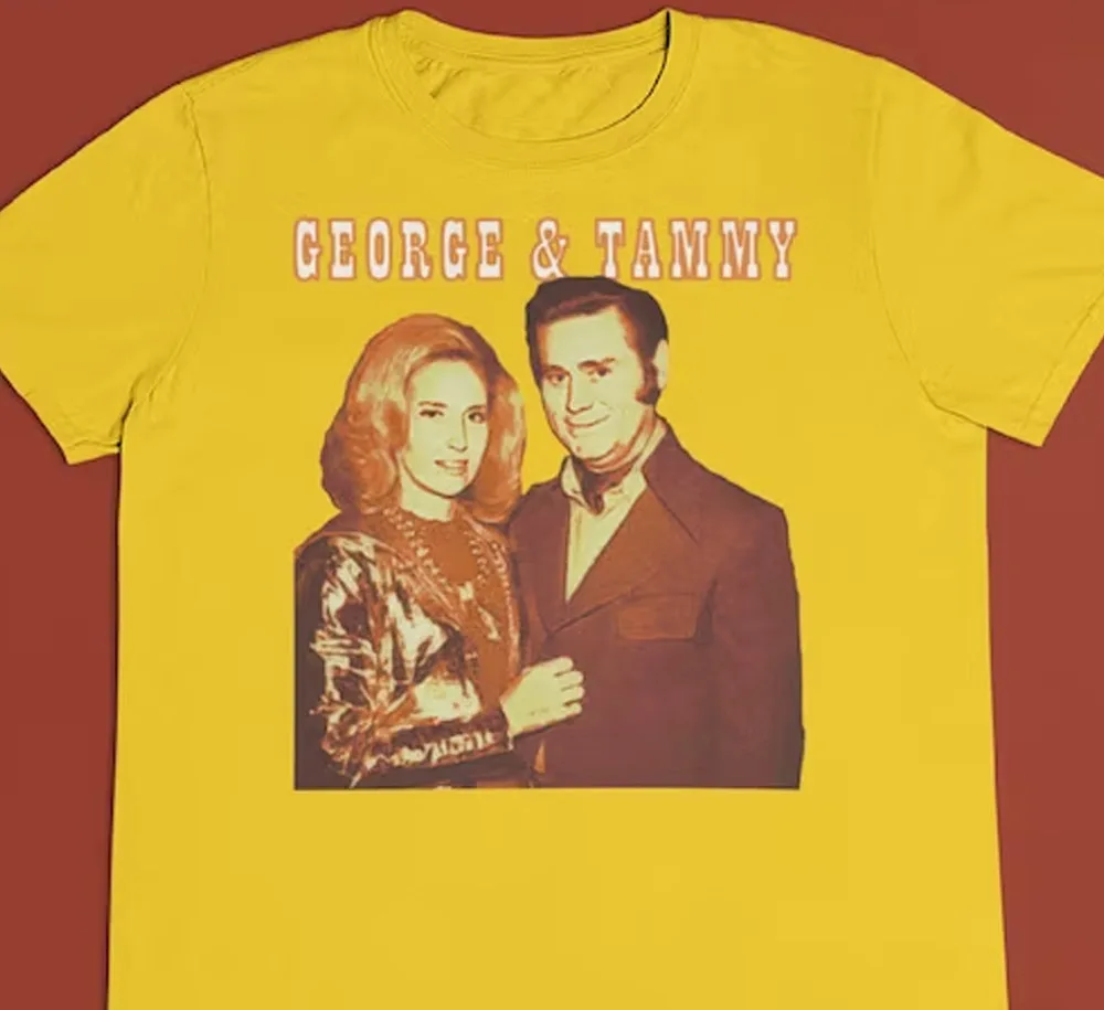 

Tammy Wynette George Jones yellow T-shirt short sleeve All sizes 1F131 Anime pattern clothing high quality 100% cotton sle