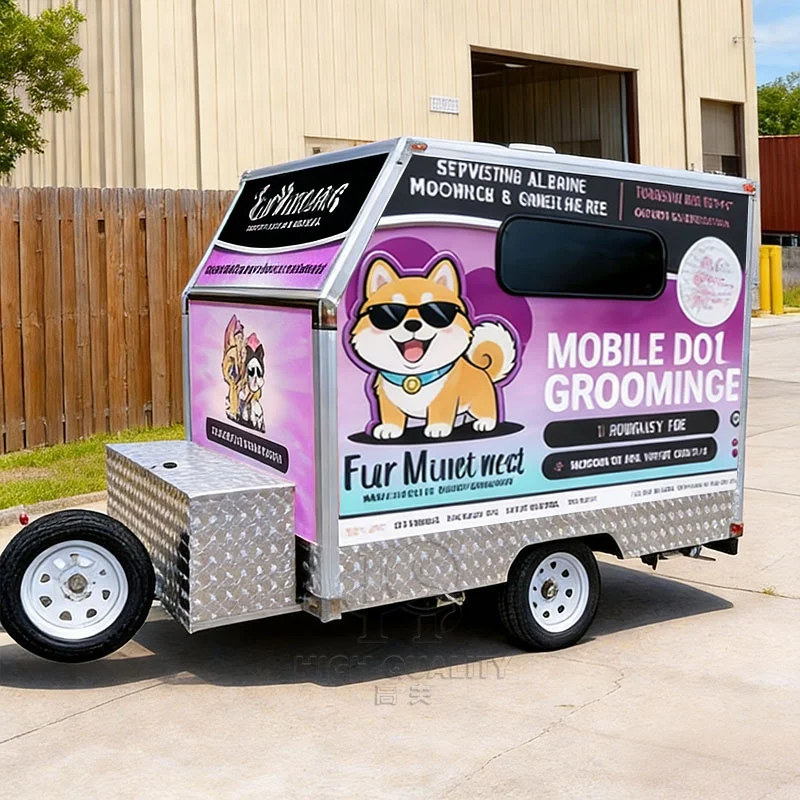Customizable Dog Wash Trailer For Sale Featuring Hot Water System Climate Control And Storage Space