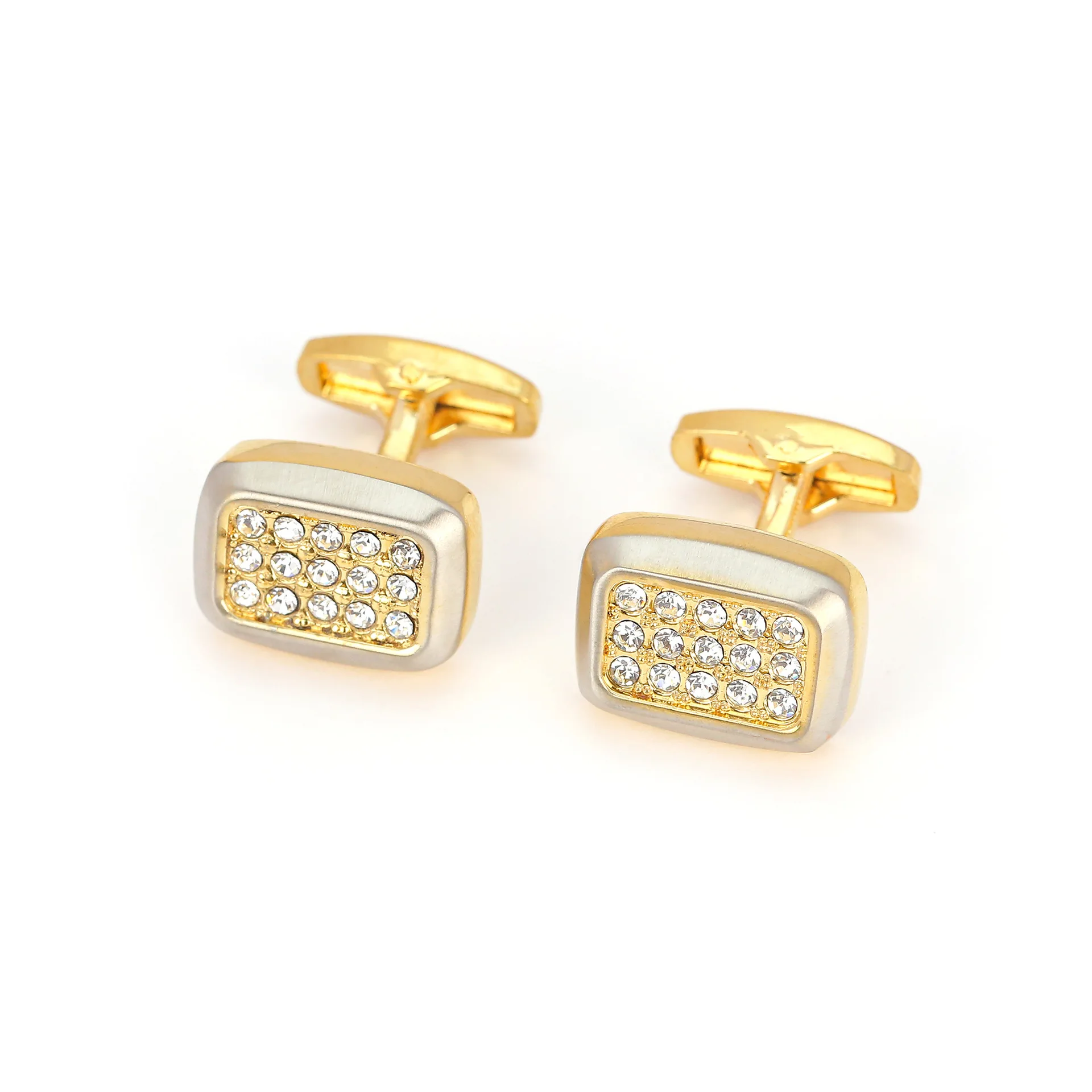 

French Shirts Cufflinks High-end Two-Tone Full Rhinestone Buttons Fashion Simple Men's Gifts Business Banquet Wedding Cuff Links