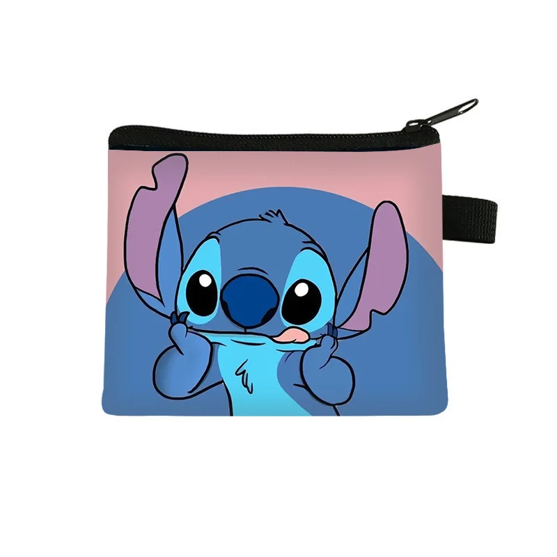 Monedero de la serie de dibujos animados de Disney para niñas, monedero de Mickey Mouse, Lilo & Stitch, Mini billetera con estampado lindo, bolsa de