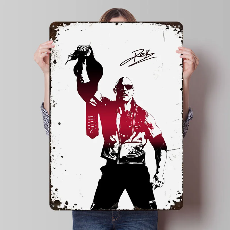 Affiche d'illustration du champion de roche, Art mural personnalisé, signes métalliques Vintage, Plaque en étain rétro pour décoration de maison grotte d'homme