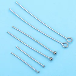 100pcs Stainless Steel Flat Head/Ball Head/Eye Head Pins For Jewelry Making Supplies DIY Metal Headpins For Jewelry Accessories