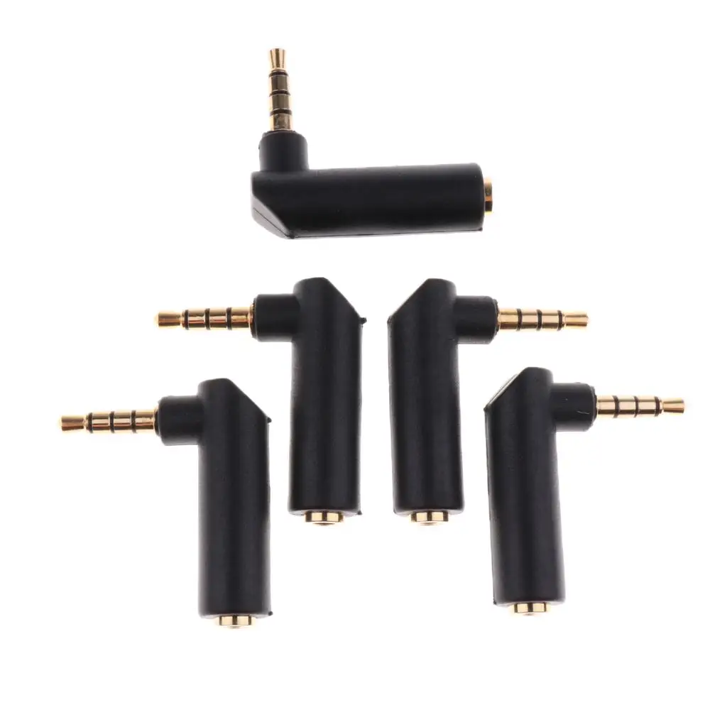 5PCS/lot 90 Right Angle 3.5mm 4Pole Male to 3Pole Female Adapter